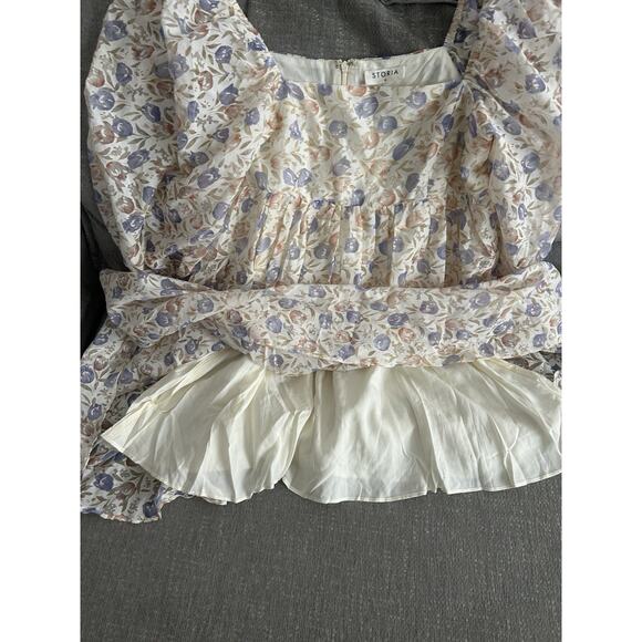 Storia Floral Femenine Romantic Babydoll Mini Dress M Fairy Coquette Spring - Picture 6 of 16